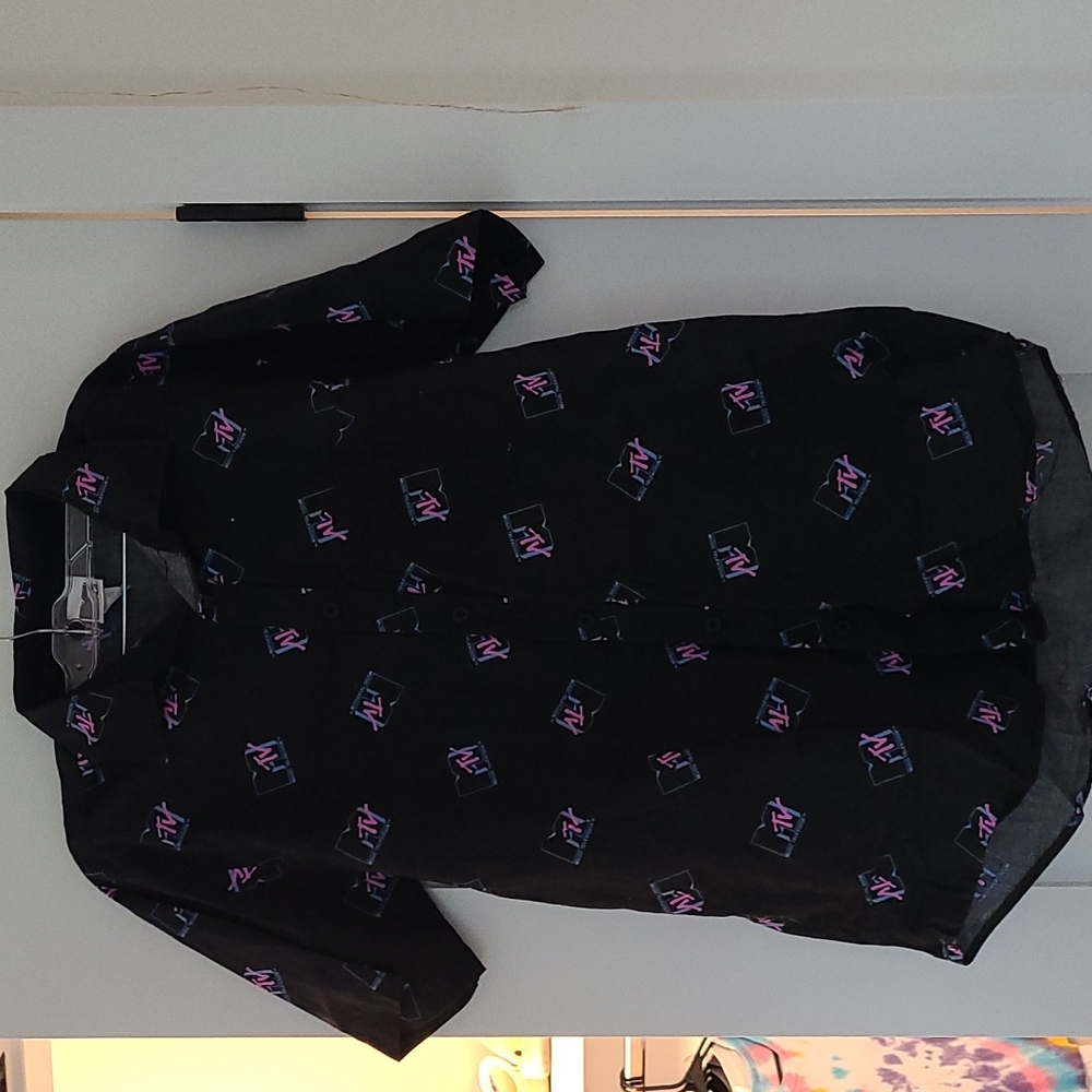 MTV black button up shirt